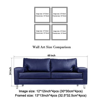 Wieco Art Black Framed 4 Panels Canvas Wall Art Coffee Bean Kitchen Canvas Prints Wall Art for Living Room Decor Bedroom Home Bathroom Wall Decor