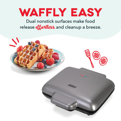 Dash Multi Mini Waffle Maker- Quad Waffle Maker for Family Breakfasts - Dual Nonstick Heating Plates & Easy-Release Surface - Compact & Fast-Heating - Graphite
