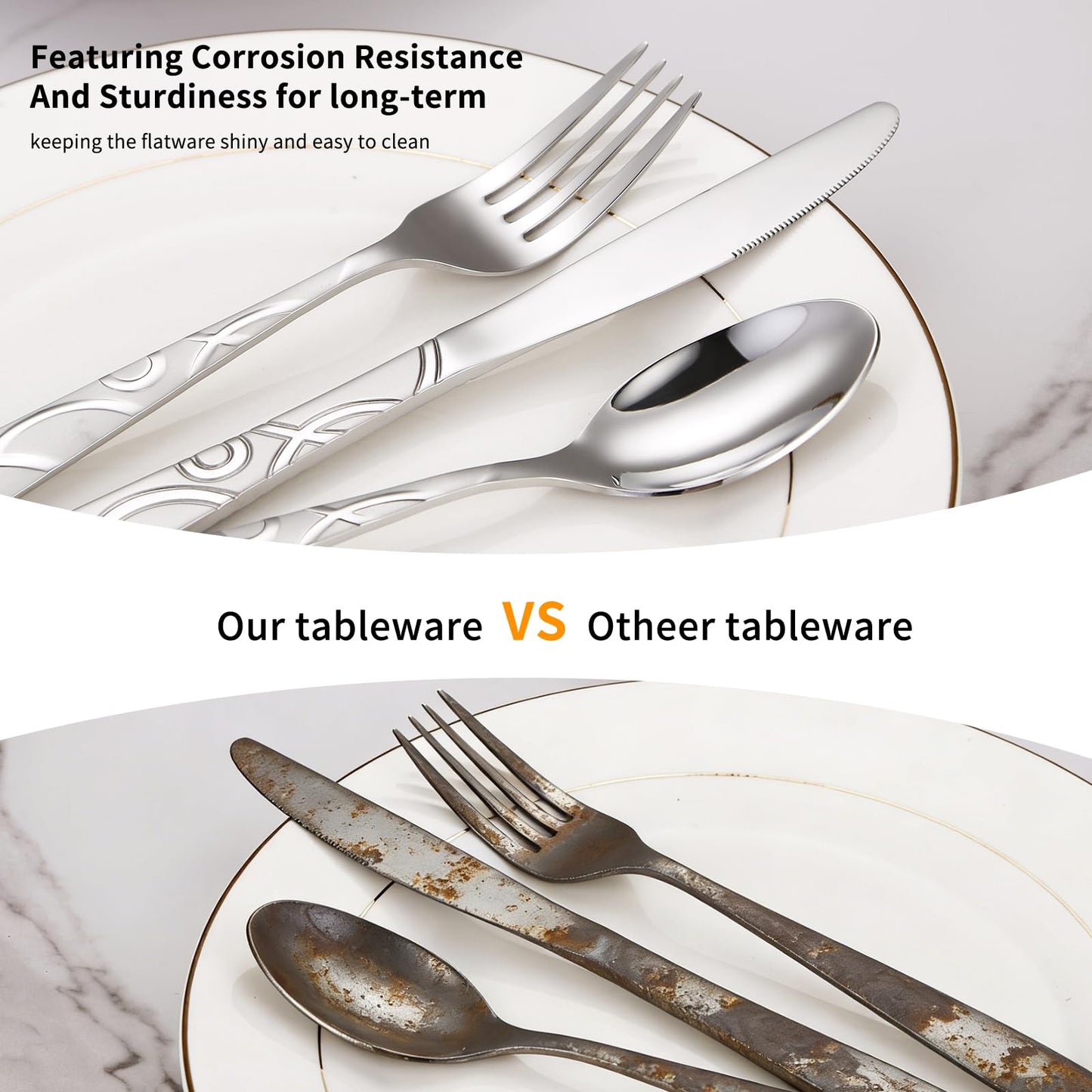 40PCS Silverware Set Service for 8, Premium 18/0 Stainless Steel Cutlery Set, Mirror Polished Flatware, Modern Kitchen Eating Utensils for Home, Restaurant, Wedding, Party