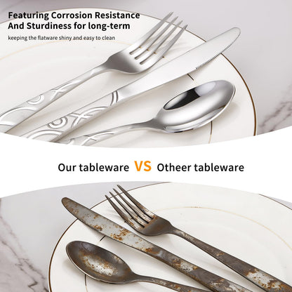 40PCS Silverware Set Service for 8, Premium 18/0 Stainless Steel Cutlery Set, Mirror Polished Flatware, Modern Kitchen Eating Utensils for Home, Restaurant, Wedding, Party
