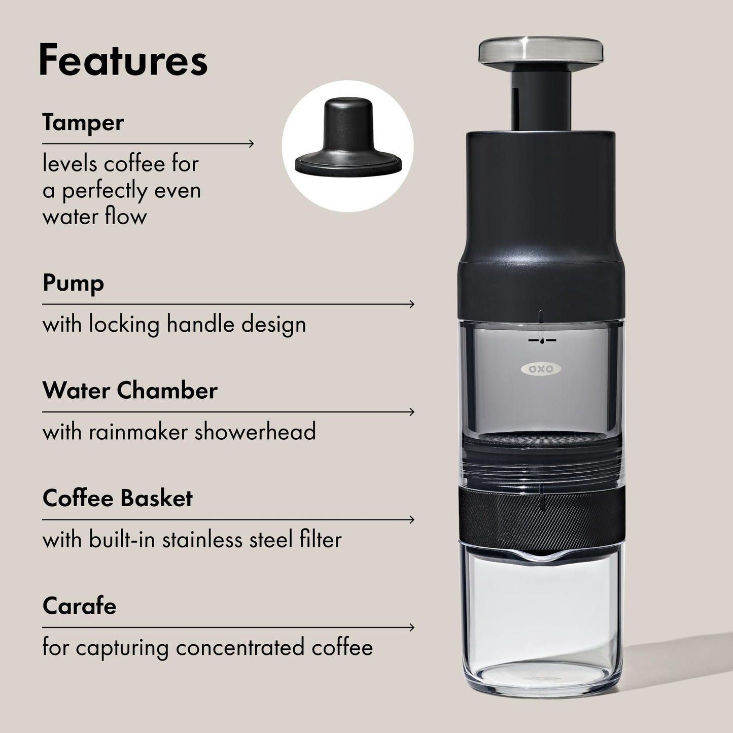 OXO Brew Rapid Brewer - Portable Coffee Maker, Fast Manual Hot & Cold Brew, Small Handheld Brewer, Compact Travel Coffee Maker