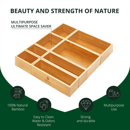 ROYAL CRAFT WOOD Bamboo Jewelry Organizer Box & Chests Set - Versatile Storage Solution for Makeup, Jewelry, and Bathroom Essentials (8 Boxes)