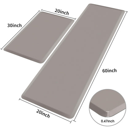 HappyTrends 2 PCS Kitchen Mat Cushioned Anti-Fatigue Floor Mat, Heavy Duty Ergonomic Comfort Foam Standing Mat, Waterproof Non-Slip Kitchen Rugs for Home, Office(20"x30"+20"x60",Khaki)