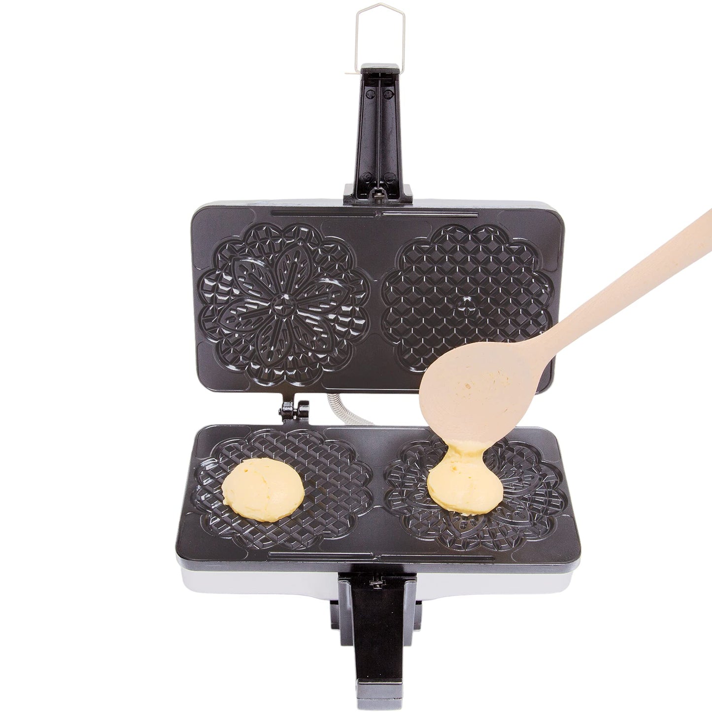 Pizzelle Maker- Non-Stick Electric Baker Press Makes Two 5-Inch Cookies at Once, Even Heating Plates- Must Have Party Baking Supplies- Italian Easter Dessert Treat Making w Recipe Guide- Gift for Her