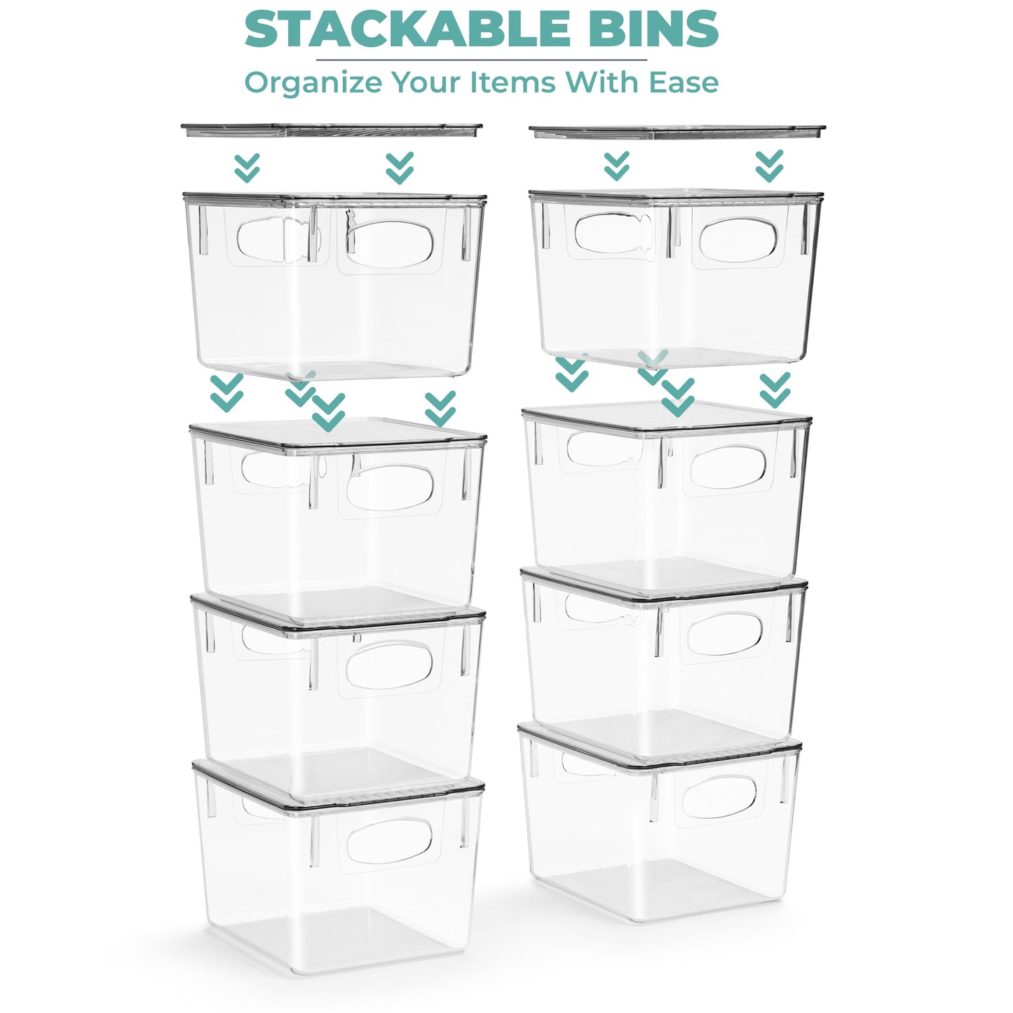 Sorbus Medium Plastic Storage Bins with Lids (8 Pack) – Clear Bins for Kitchen, Pantry, Fridge, Cabinet, and Refrigerator Organization – Stackable Storage Containers