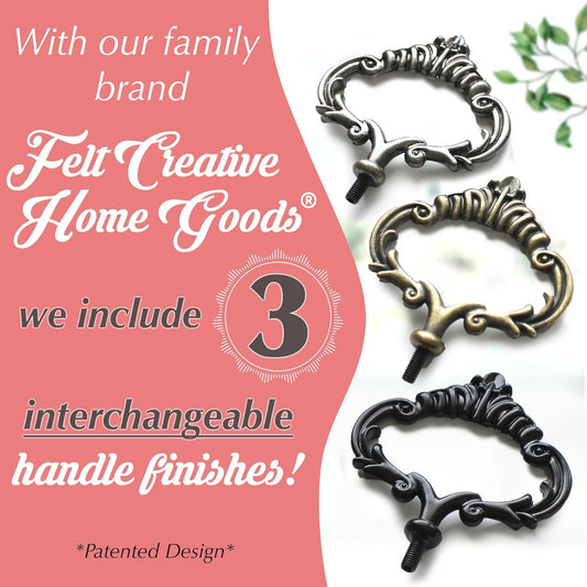 2 Tiered Tray Wooden Serving Stand by Felt Creative Home Goods. Small Beaded Tray for Home Decor Display Farmhouse Country Decoration Kitchen or Dining. Includes 3 Finial Custom Handles (Black)
