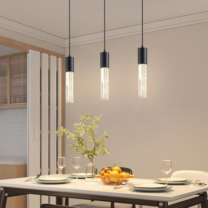 JULiN HOME Black Pendant Lights Kitchen Island, Crystal Bubble Pendant Lights, Adjustable Modern Pendant Light Fixtures for Dining Living Room Bedroom 3 Pack