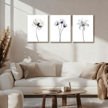 AUUAUU Minimalist Floral Wall Art Set of 2 Framed Black White Lily Flower Canvas Print 16x24 Inch Botanical Aesthetics Art Posters for Home Kitchen Living Room Bedroom Wall Decor