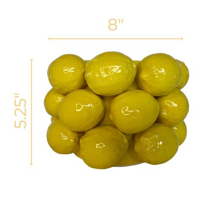 PeachiiPitt Lemon Vase -Cheery Yellow Ceramic French/Mediterranean Style Unique Vase with 3D Lemon Design- Lemon Kitchen Decor - Lemon Themed Housewarming Gift for her