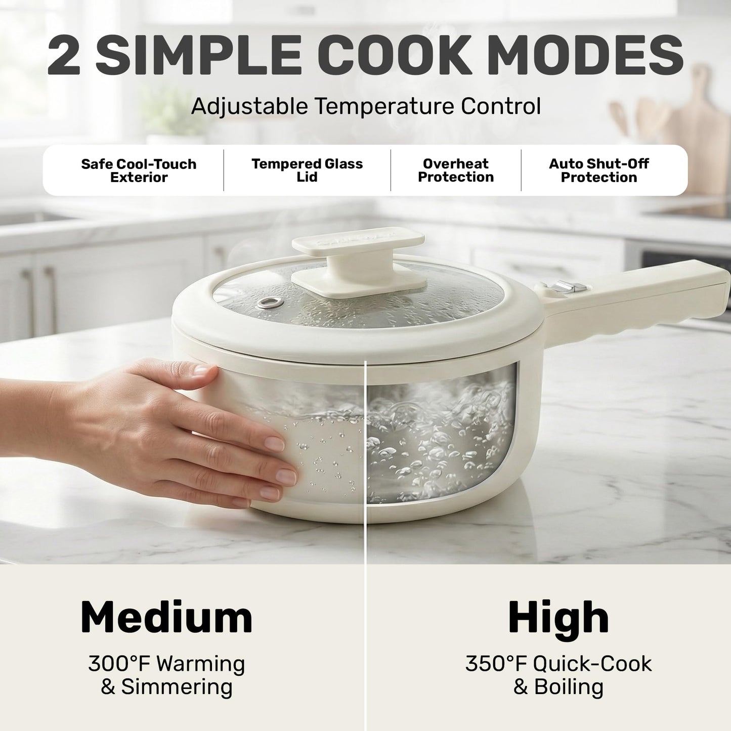 Ceramax PRO 2.5L Electric Hot Pot with Lid & Steamer, All in 1 Non Toxic Ceramic Cooker Skillet Hotpot and Deep Fryer Pot for Ramen, for Dorms, Camping, RVs, Adjustable Temp. - New Improved 2026 Model