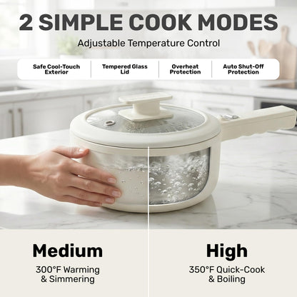 Ceramax PRO 2.5L Electric Hot Pot with Lid & Steamer, All in 1 Non Toxic Ceramic Cooker Skillet Hotpot and Deep Fryer Pot for Ramen, for Dorms, Camping, RVs, Adjustable Temp. - New Improved 2026 Model