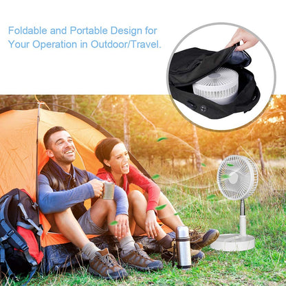 QUALORI Pedestal Fan Foldaway, Portable, Rechargeable, Desk or Floor suitable for Home Kitchen Camping (White) (No remote control)