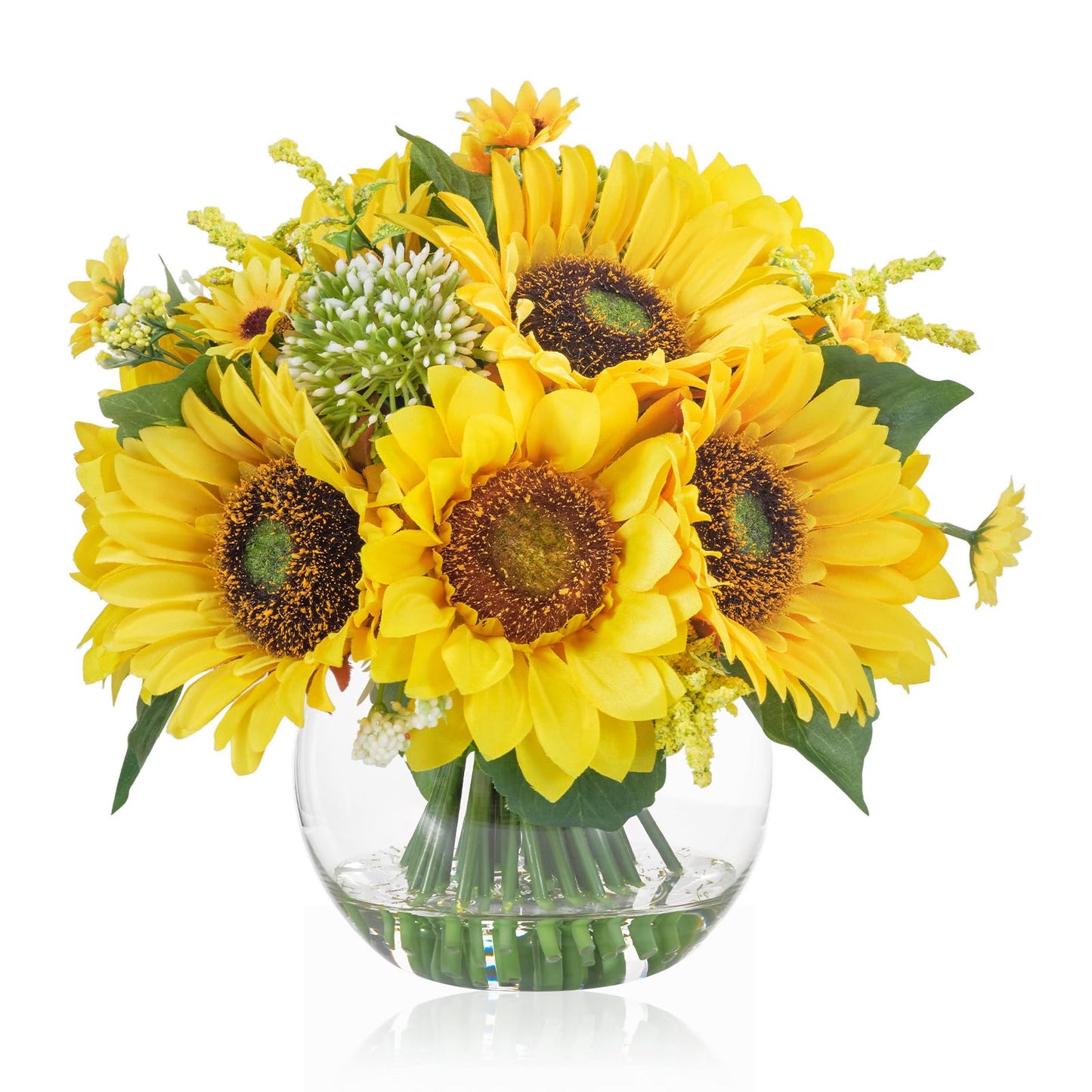 WELL KNOWN Sunflower Decor Arrangement as Table Centerpieces, Artificial Flowers in Vase for Home Decor Yellow Sunflower Centerpieces for Dinning Tea Coffee Table and Kitchen Decor & Gift