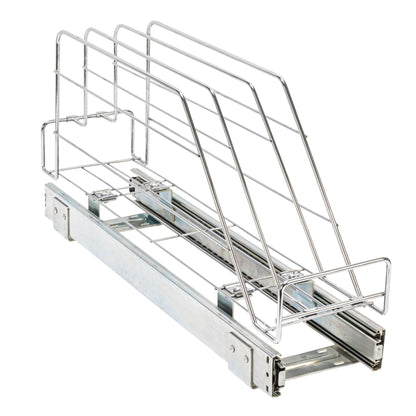 Household Essentials Glidez Multipurpose Chrome-Plated Steel Pull-Out/Slide-Out Storage Organizer for Cookware and Bakeware - Fits Standard Size Cabinet or Shelf, Chrome