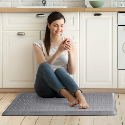 HappyTrends Anti-Fatigue Floor Mat - 4/5 Inch Thick, Waterproof Non-Slip, Heavy Duty Ergonomic Comfort Rug for Kitchen, Office, Sink, Laundry (17.3" x 39", Gray)
