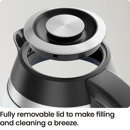 Chefman 1.8L Electric Glass Kettle, 1500W, Auto Shut Off, Boil-Dry Protection, BPA Free, Easy-Clean Lid