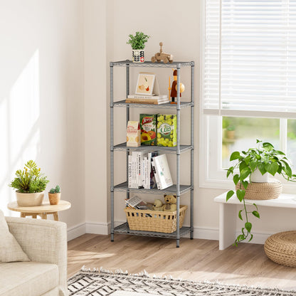 SINGAYE 5 Tier Storage Garage Shelving Units Heavy Duty Wire Shelves Pantry Metal for Pantry Closet Kitchen Laundry Bathroom Organizers Shelf Home Shorage Gray