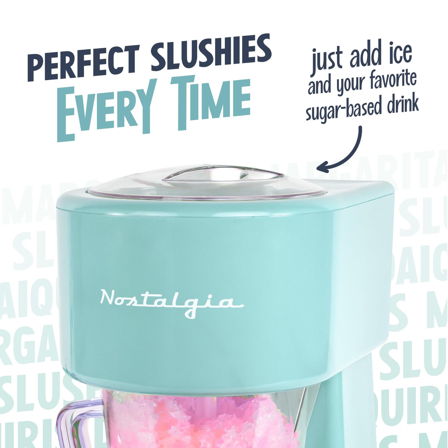 Nostalgia Retro 40-Ounce Frozen Beverage Station - Slushie Machine and Ice Shaver with Automatic Mixing for Soda, Cocktails and Margaritas - Easy & Safe Use - Aqua