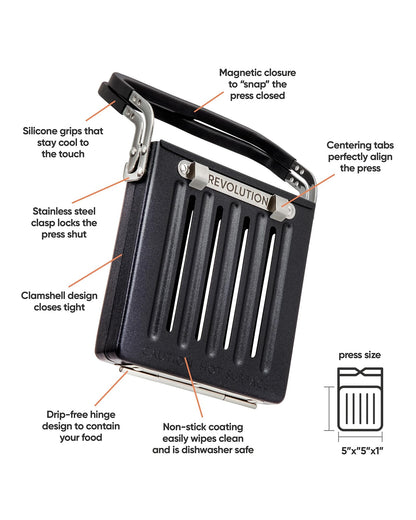 Revolution Toastie Press (Works With All Toasters) Conveniently Toast Delicious Grilled Cheeses, Quesadillas, and Paninis in Your Toaster
