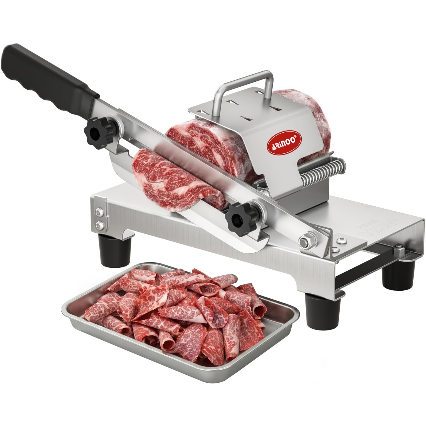 ARINOO Manual Frozen Meat Slicer,Stainless Steel Meat Cutter Beef Mutton Roll Bacon Sausage and Cheese Slicing Machine for Home Cooking,Food slicer BBQ,Salad,and Sandwich slicing easy to use
