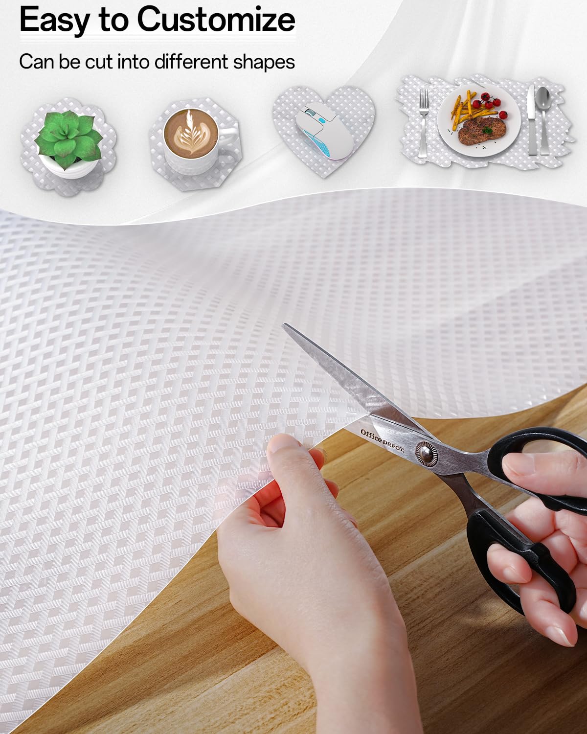 Shelf and Drawer Liner for Kitchen Cabinet, Non-Adhesive 18in x 360in Waterproof Contact Paper Refrigerator Liners Thickened Durable EVA Material Non Slip Mat for Dresser Cupboard Pantry Protector