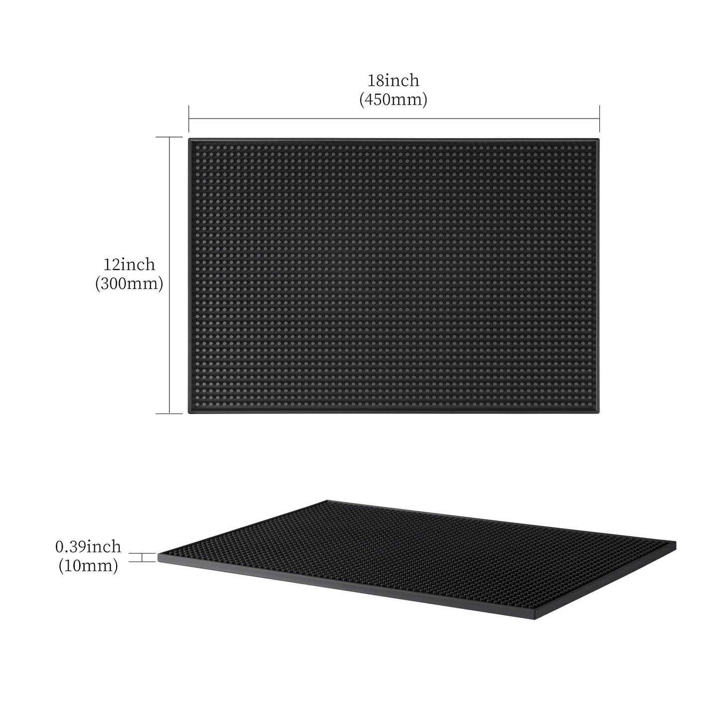 Bar Mats 18"x12" 6 Pack Black, Countertop Coffee Mat for Home Bar, Service Spill Mat for Cocktail Bartender Kitchen, PVC Counter Top Cup Glasses Dish Drying Mat, Hairdressing Tool Protective pad