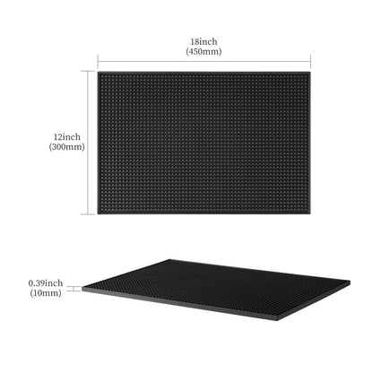 Bar Mats 18"x12" 6 Pack Black, Countertop Coffee Mat for Home Bar, Service Spill Mat for Cocktail Bartender Kitchen, PVC Counter Top Cup Glasses Dish Drying Mat, Hairdressing Tool Protective pad