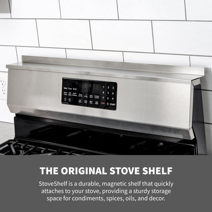 StoveShelf 20" Apartment Length Black Magnetic Shelf for Kitchen Stove - Kitchen Storage Solution with Zero Installation - Over Stove Spice Rack Organizer