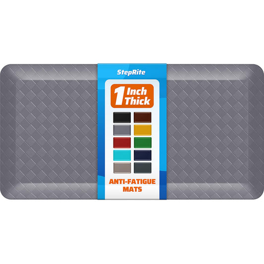 StepRite 1” Thick Kitchen Mats for Floor, Anti Fatigue Kitchen Rugs, Non-Slip,Heavy Duty Water Resistant Kitchen Rug, Standing Desk Mat for Friends, Family, Home, Kitchen, Office (39" x 20", Grey)