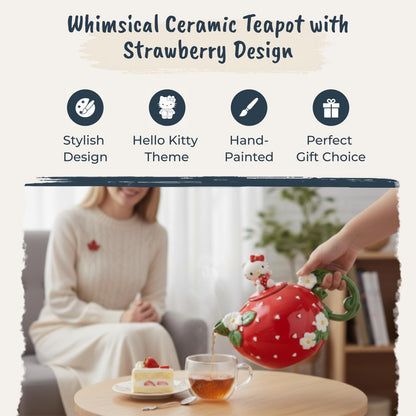 Blue Sky Clayworks Hello Kitty Sweet Strawberry Teapot, Home & Kitchen Accessories, Ceramic, 23711