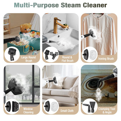 11-in-1 Steam Mop, Powerful Handheld Steam Cleaner for Home with 23FT Cord &15.2 OZ Water Tank, 3 Steam Modes MultiPurpose Steam Mop for Hardwood Floors, Clothes, Tile, Windows, Carpet