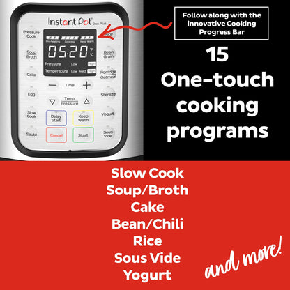 Instant Pot Duo Plus 9-in-1 Electric Pressure Cooker, Slow Cooker, Rice Cooker, Steamer, Sauté, Yogurt Maker, Warmer & Sterilizer, Includes App With Over 800 Recipes, Stainless Steel, 3 Quart