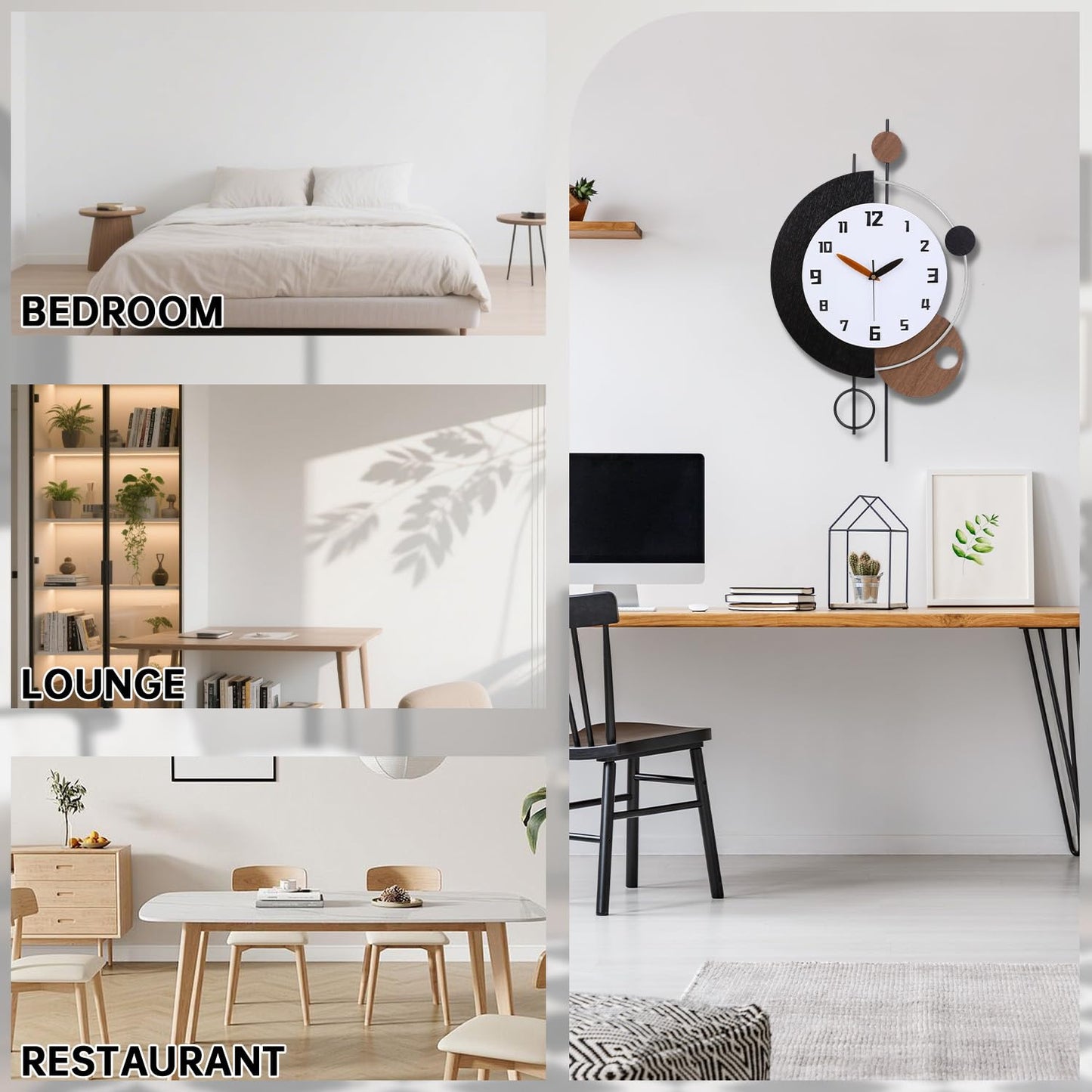 QWANPET Large Wall Clocks for Living Room,Silent Non-Ticking Quartz Battery Operated,Modern Decorative Wall Clock for Kitchen Bathroom Bedroom Home Wall Decor,13x28inch