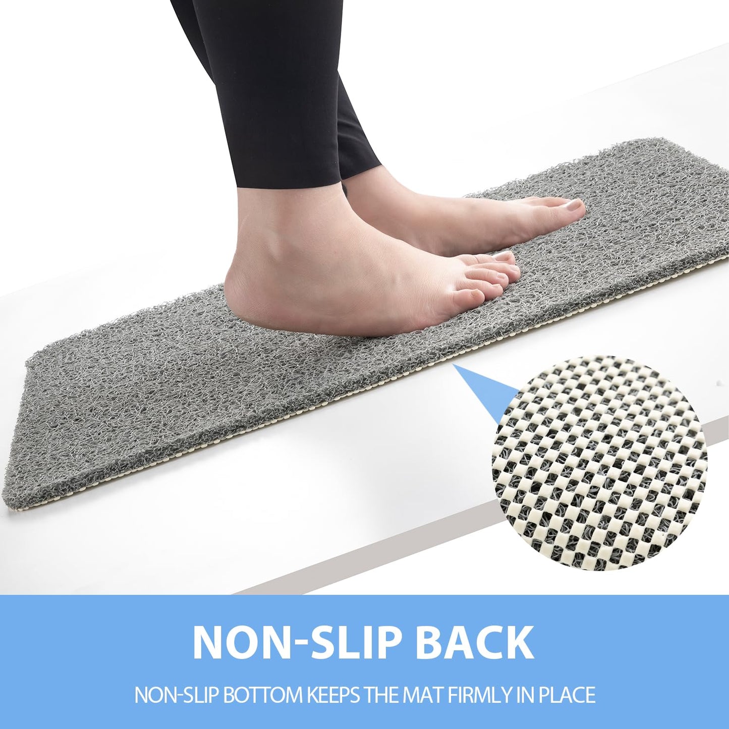 Hargiis Non-Slip Bathtub Mat, Anti Slip Shower Mat, Fast Drying Bathtub Mats, Foot Scrubber Mat, Anti Slip Mat for Tub, Floor, Bathroom, Kitchen, Home, Hotel (Grey 71"×24")