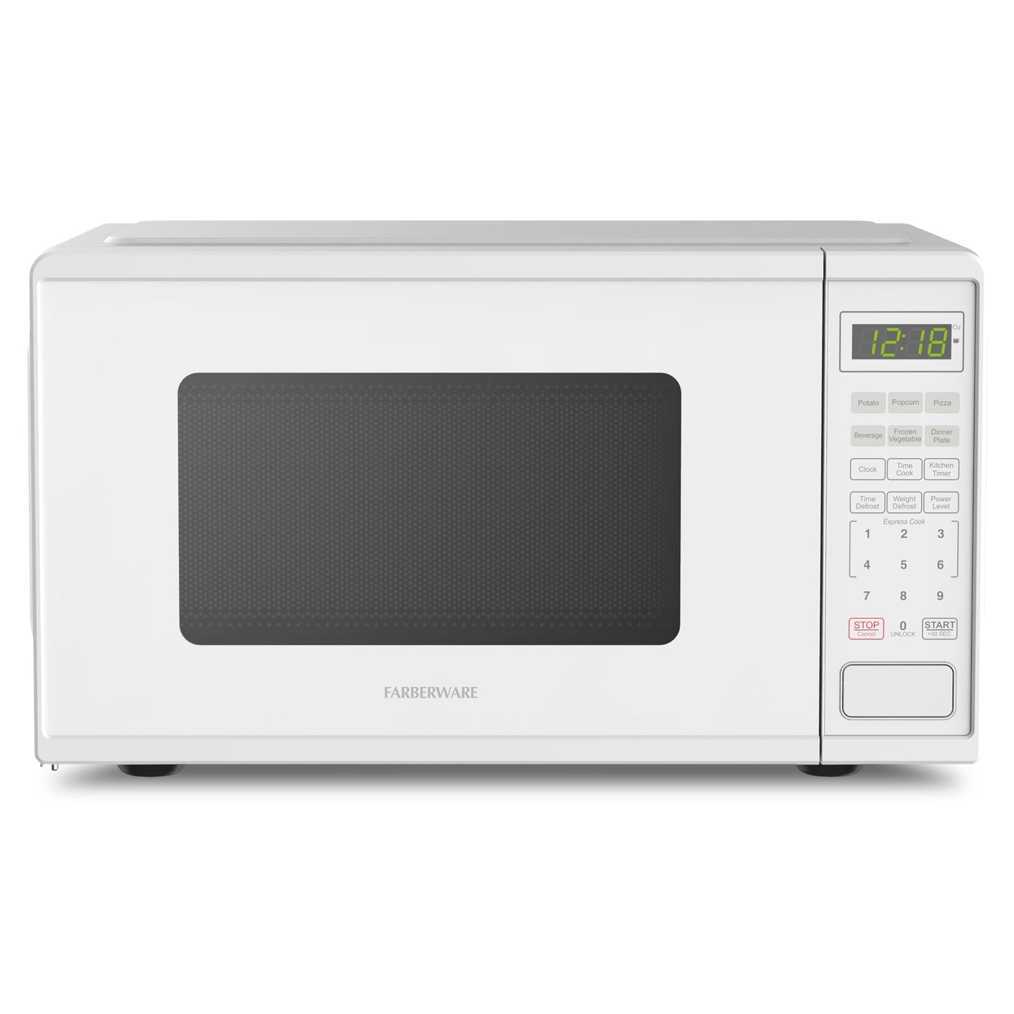 Farberware 0.9 Cu. Ft. Countertop Microwave Oven – 900 Watts Power, Auto Cook Settings, Defrost, Easy Clean and Child Safety Lock - White