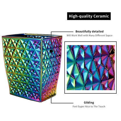 RXLVCKY Colorful Bathroom Trash Can Small Wastebasket, Garbage Container Bin for Bathroom, Bedroom, Kitchen, Home Office, and Kids Room, Holds Waste, Recycling - Ceramic