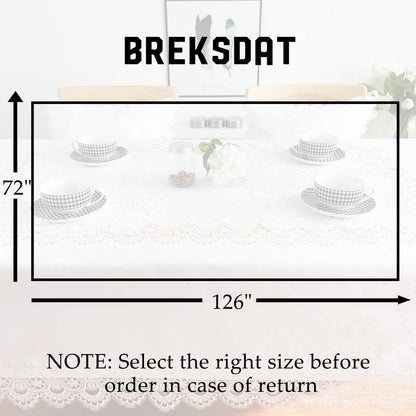 BrekSdat Tablecloths for Rectangle Tables Lace Elegant Decor for Dinning Home Holiday Party Kitchen Easter Christmas Wedding Farmhouse Outdoor Washable Table Linen (H17191-white-1, 72 * 126)