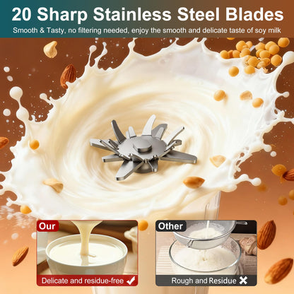8 in 1 Nut Milk Maker Machine, 40oz Automatic Soy Milk Maker Blender, Homemade Soy Milk, Almond Milk, Oat Milk,Juice, Plant Based and Non Dairy Beverages, 12H Delay Start/Keep Warm/Self Cleaning