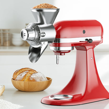 HOZODO Grain Mill Attachment for KitchenAid Stand Mixer, All Metal 9 Levels Flour Mill for KitchenAid, Suitable for Fully Dried Low-Moisture, Low-Oil Grains, Grain Corn, Millet, Wheat