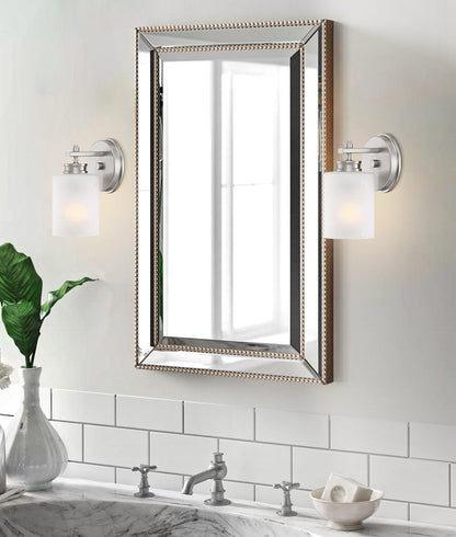 Kira Home Phoebe 8" Modern Wall Sconce with Frosted Seeded Glass Cylinder Shade, Industrial Silver Wall Light with Cylinder Glass Shade, Brushed Nickel Finish