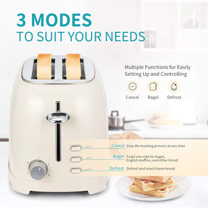 Ultrean Toaster 2 Slice with Extra-Wide Slot for Toasting Bagels, Breads, Waffles & More, Stainless Steel Material with Removable Crumb Tray, 6 Browning Settings