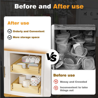 Gsskny Pull Out Cabinet Organizer, 17''W×21''D Sliding Drawers for Cabinets, Soft Close Slide Out Wooden Pull out Drawers, Base Cabinet Organization for Kitchen, Pantry, Bathroom