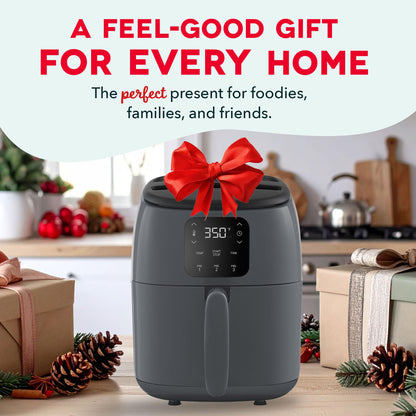 Dash Digital Tasti-Crisp™ Air Fryer - Compact Electric Digital Fryer With Auto Shut-Off Feature - Ideal for Small Spaces - AirCrisp® Technology - 2.6 Quarts - Cool Grey