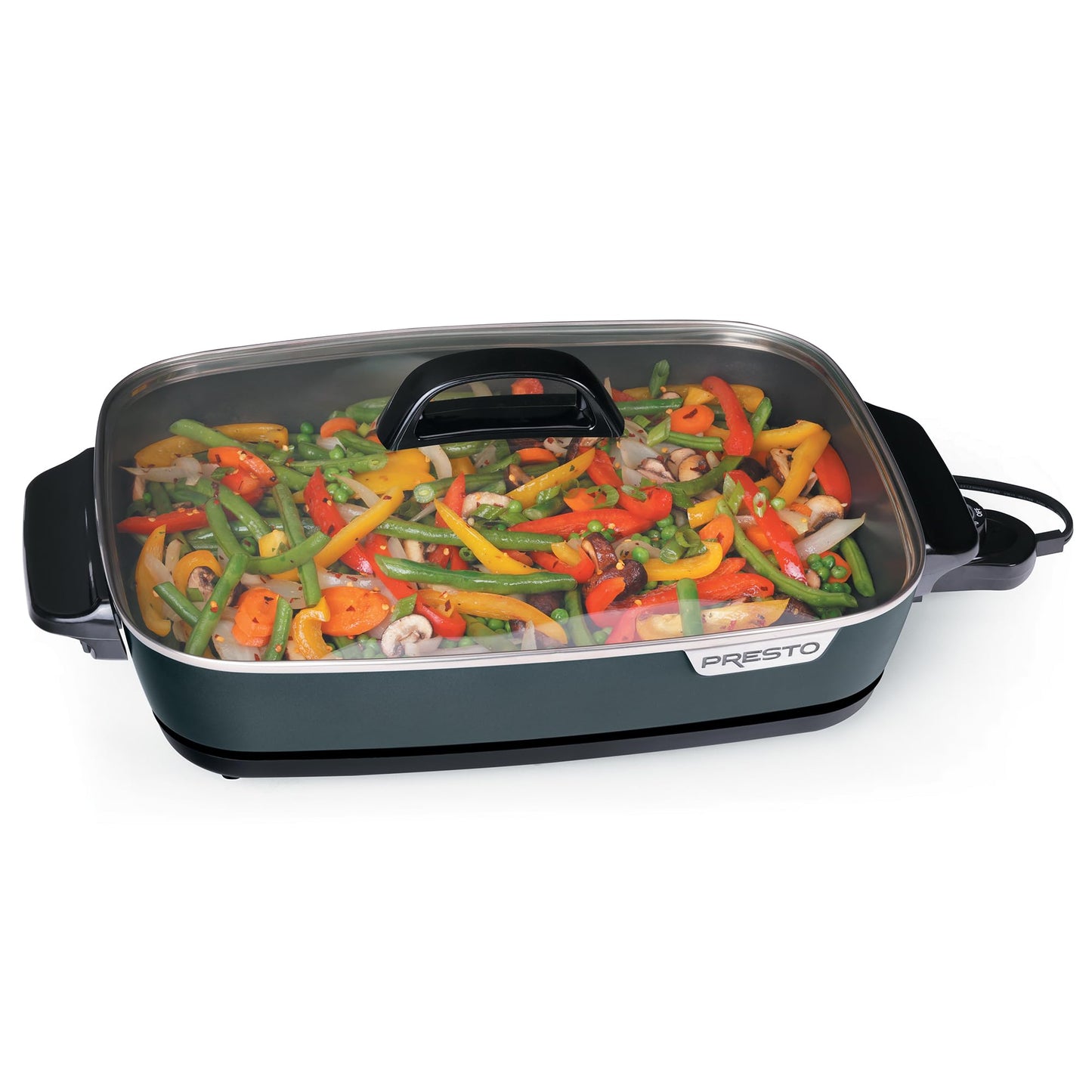 Presto 06858 16-Inch Slimline Electric Skillet with Glass Cover - Nonstick, Adjustable Temperature, Black