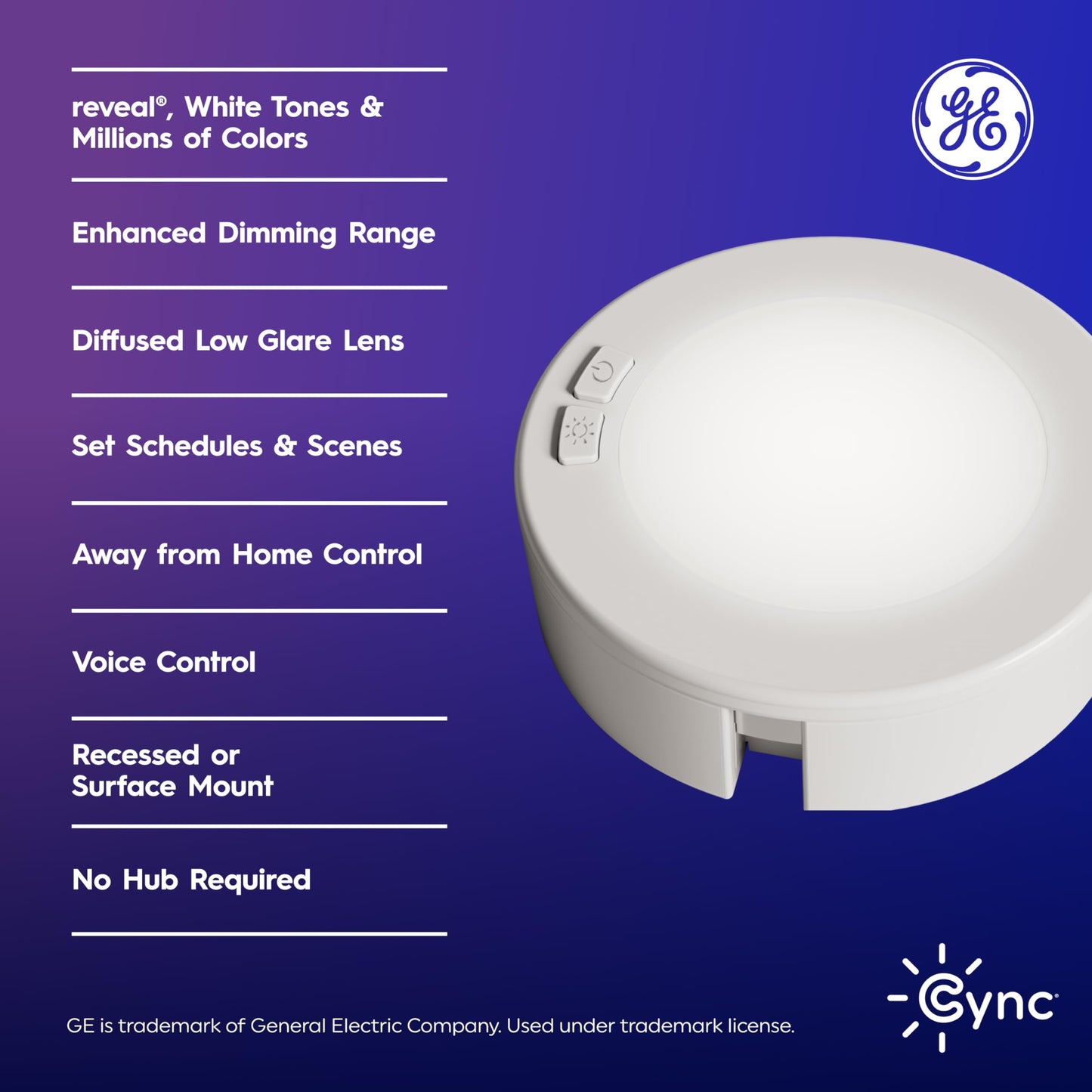 GE Cync Reveal HD+ Smart Undercabinet Puck Light Fixtures, Color Changing Undercab Puck Lights, Smart Wi-Fi Kitchen Lights, Works with Alexa and Google Home, 3-in (3 Pack)