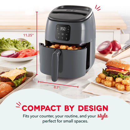 Dash Digital Tasti-Crisp™ Air Fryer - Compact Electric Digital Fryer With Auto Shut-Off Feature - Ideal for Small Spaces - AirCrisp® Technology - 2.6 Quarts - Cool Grey