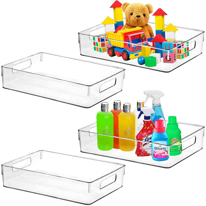 ShelfShaper Large Clear Plastic Storage Bins, Pantry Organizers and Storage Containers Fridge Organizer Bins for Organizing Home Kitchen Under Sink Bathroom Refrigerator Freezer Laundry Room