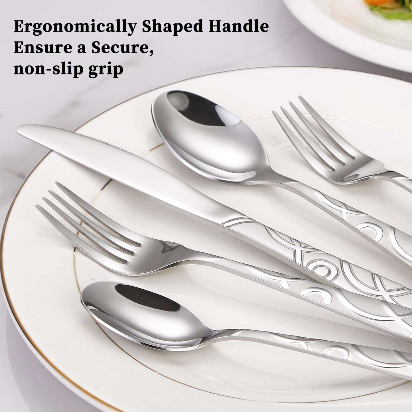 40PCS Silverware Set Service for 8, Premium 18/0 Stainless Steel Cutlery Set, Mirror Polished Flatware, Modern Kitchen Eating Utensils for Home, Restaurant, Wedding, Party