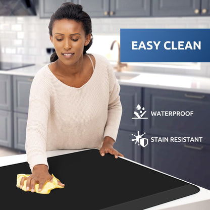 KitchenClouds Kitchen Mat Cushioned Anti Fatigue Rug 22"x36" Water Resistant, Non Slip, Standing and Comfort Desk/Floor Mats for House Sink Office (Black,0.8inch)