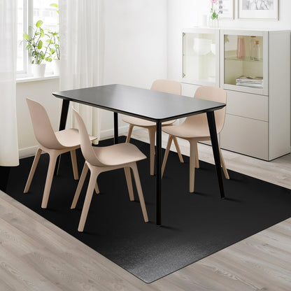 FURKIT Vinyl Floor Mat for Home, Black Waterproof Area Mat for Under Dining Room Table, Sturdy Plastic Rug Protector for Kitchen, Living Room, Yard, Garage, Large Baby Play Mat (4'×6')